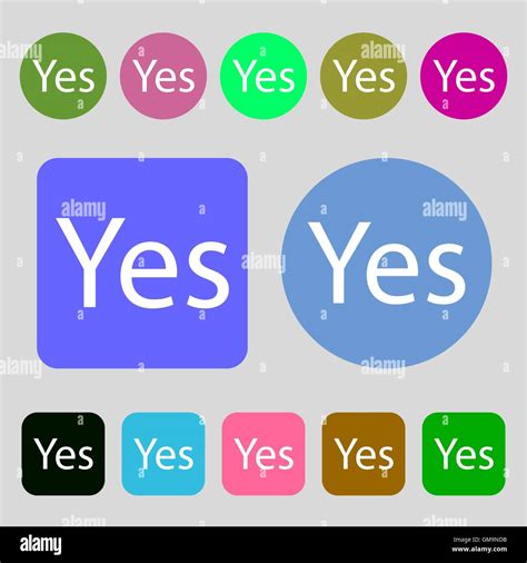 Yes Sign Icon Positive Check Symbol 12 Colored Buttons Flat Design