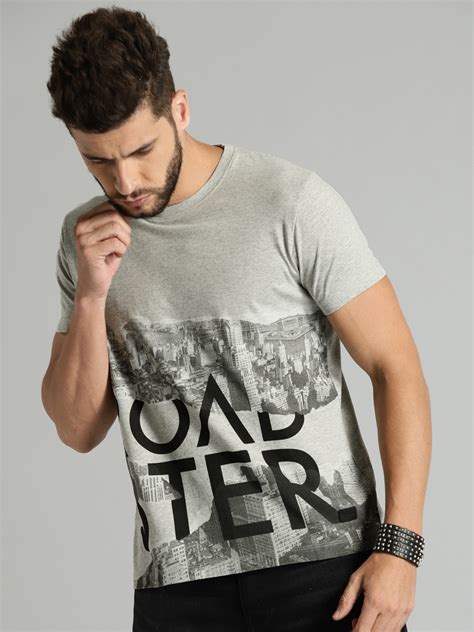 Buy Roadster Men Grey Melange Printed Round Neck T Shirt Tshirts For Men 2475670 Myntra