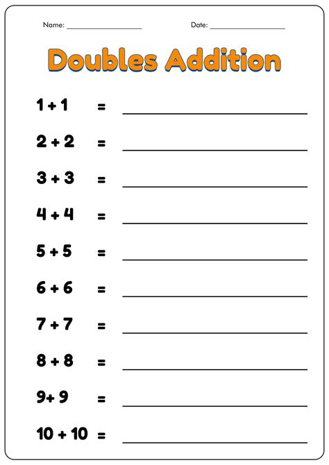 Doubles Facts Worksheet - Printable Word Searches