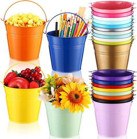 Amazon Pieces Small Metal Buckets With Handle Colored