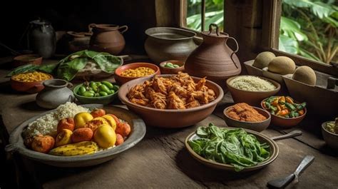 Uma Mesa Cheia De Comida Incluindo Uma Variedade De Alimentos