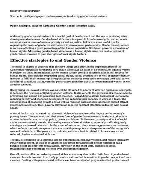 📗 Paper Example Ways Of Reducing Gender Based Violence