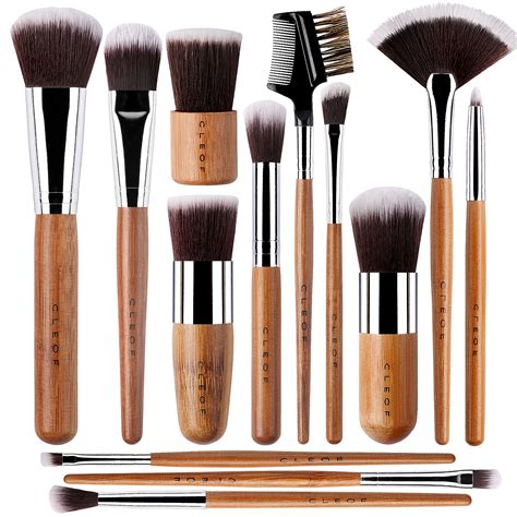 13 Bamboo Makeup Brushes Professional Set Vegan Cruelty Free