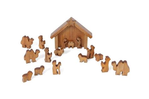 Wooden Toy Nativity Scene with Animals