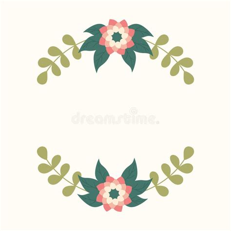 Cute Floral Frame Vector Border With Flowers And Green Leaves On White Stock Vector