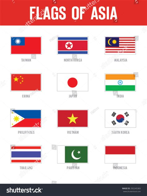 Vector Flags Asia Set Stock Vector (Royalty Free) 292245383 | Shutterstock