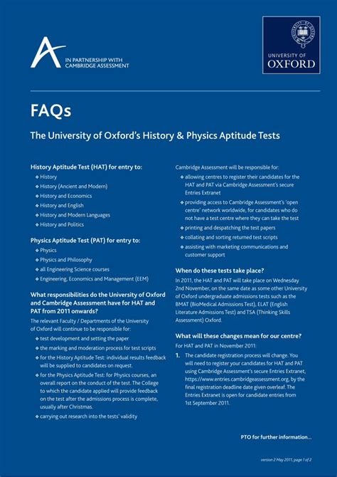 PDF The University Of Oxfords History Physics Aptitude Tests FAQs