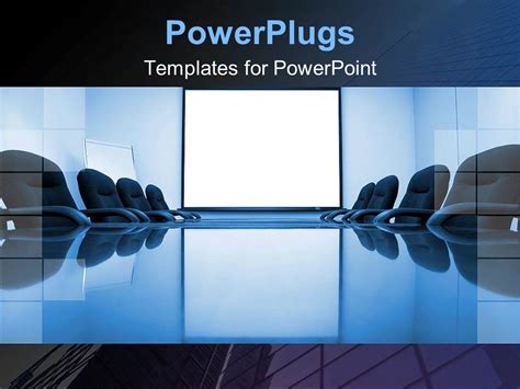 Powerpoint Template Blue Conference Room With Office Chairs And White