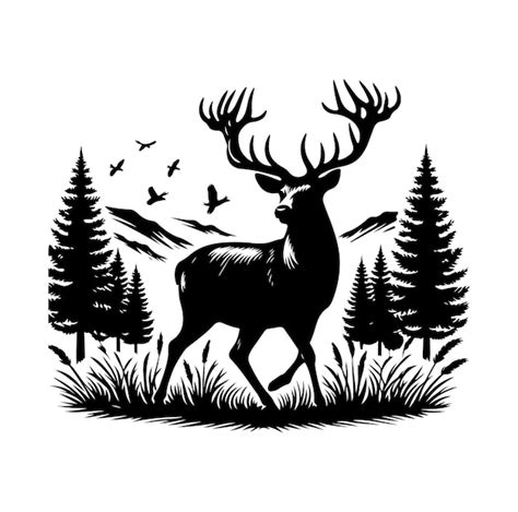 Premium Vector Deer Black Silhouette Vector