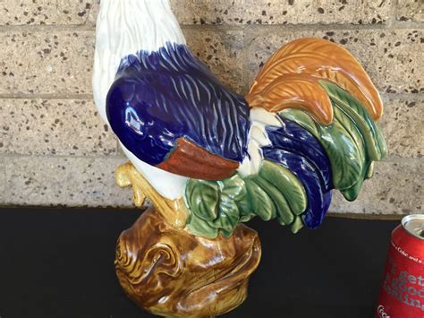 Large Hand Painted Ceramic Rooster