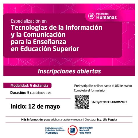 Inscripciones abiertas para la Especialización en Tecnologías de la