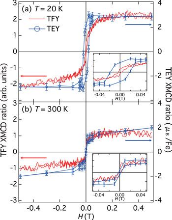 Color Online Hysteresis Loops Of The Fe L3 XMCD Intensities Of The