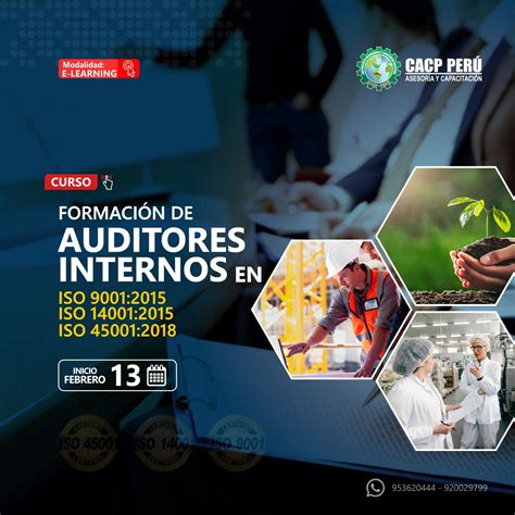 Cacp Perú Curso Formación De Auditores Internos En Iso 140012015 Iso 450012018 Iso 9001