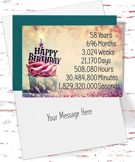 58th Birthday Card For Her Time Count Birthday Card For 58th Etsy Old Birthday Cards