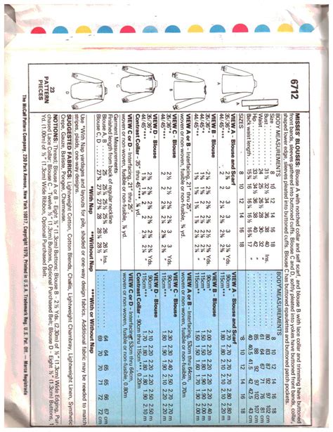 McCall S 6712 Blouse Size 10 Bust 32 5 Used Sewing Pattern