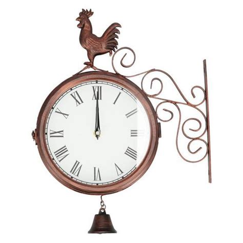 Fdit horloge murale coq Horloge murale en fer forgé coq Double face