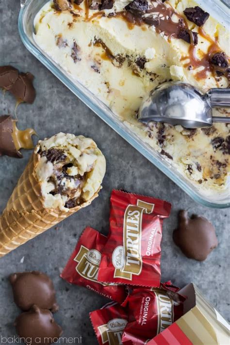 Salted Caramel Brownie Ice Cream With Turtles Clusters Baking A Moment