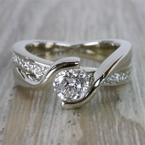 Beautiful Round Cut Diamond Bezel Set Engagement Ring