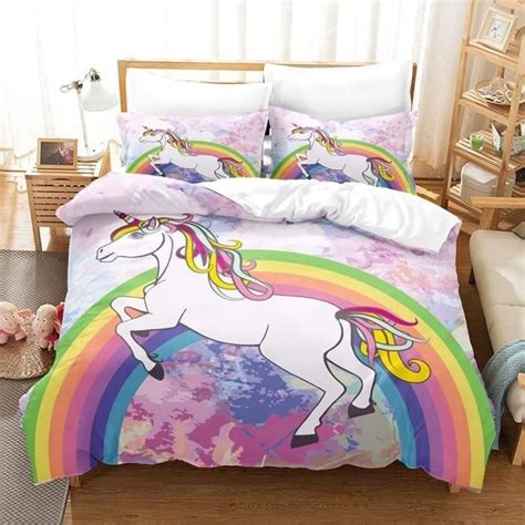 Housse De Couette Licorne Arc En Ciel Impression D X Cm