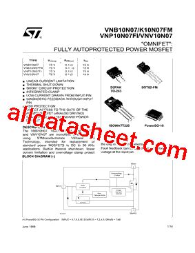 VNB10N07 E Datasheet PDF STMicroelectronics