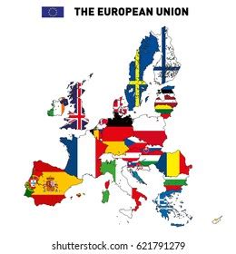 Vektor Stok Highly Detailed Political Map European Union Tanpa Royalti