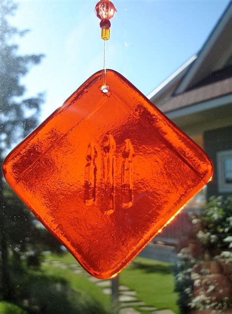 Happy Birthday In Orange Fused Glass Suncatcher Etsy