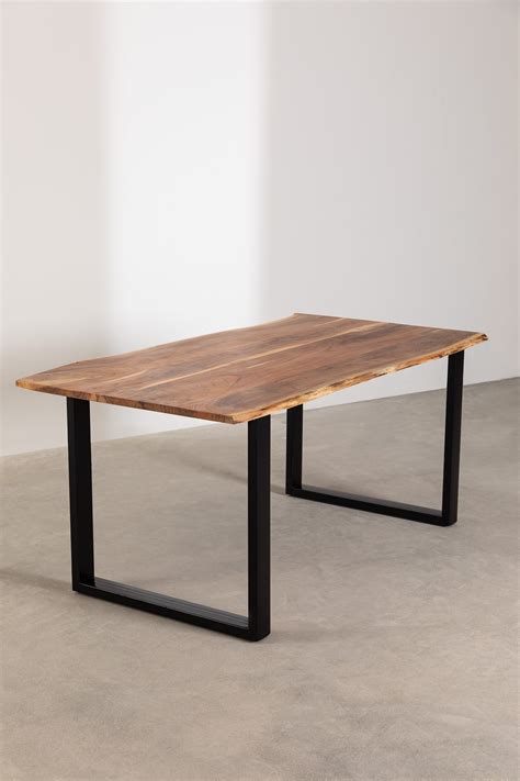 Table de salle à manger rectangulaire en bois recyclé 160x90 cm Sami