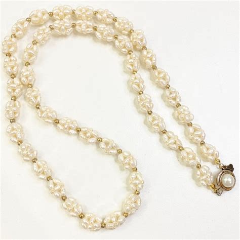 Reclaimed Vintage Jewelry Reclaimed Vintage Genuine Baroque Crocheted Seed Pearl Necklace