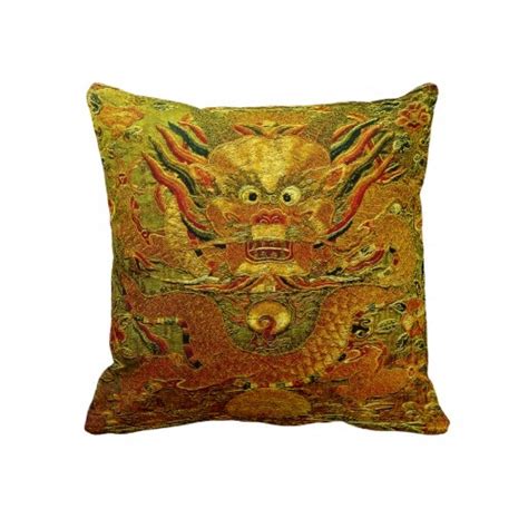 Golden Dragon Chinese Embroidery Ming Dynasty Throw Pillow Zazzle