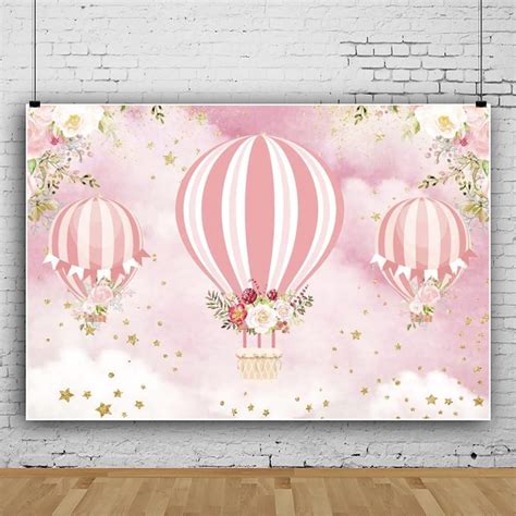 Amazon Hot Air Balloons Backdrop Pink Flower Up Up And Away Adventure Photography