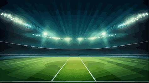 Vibrant Night View Of Sports Pitch In Stadium Premium Ai Generated Vector