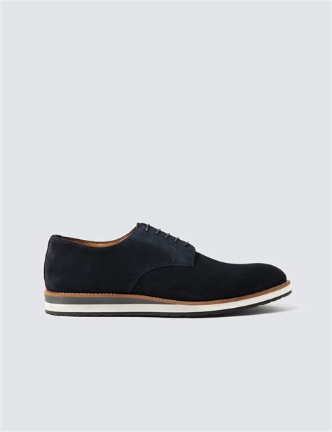 100 Leather Mens Trainers With Rubber Outsole In Navy Hawes And Curtis Uk