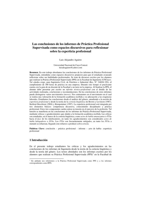 Pdf Las Conclusiones De Los Informes De Práctica Profesional Supervisada Como Espacios