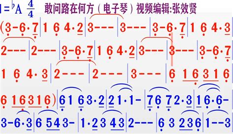 【张效贤爱音乐】电子琴演奏《敢问路在何方》的同步动态彩色简谱粉丝数20525作品数7345 音乐视频 免费在线观看 爱奇艺