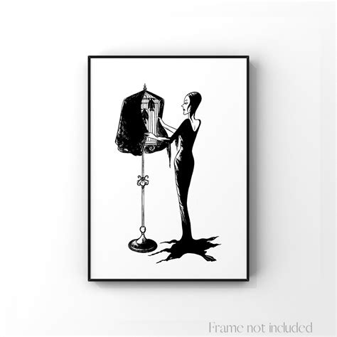 Morticia Addams Print Illustration Drawing Cara Mia Art Gothic Macabre