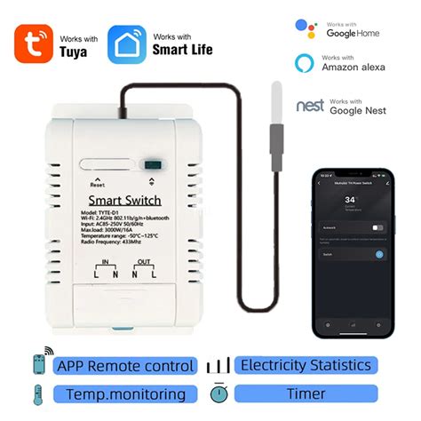 Tuya Inteligentny Prze Cznik Temperatury 16A 3000W Z Monitorowaniem Zu