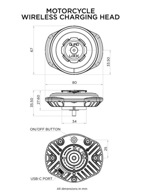 Quad Lock Weatherproof Wireless Charging Head Quad Lock Qla Mot Wch