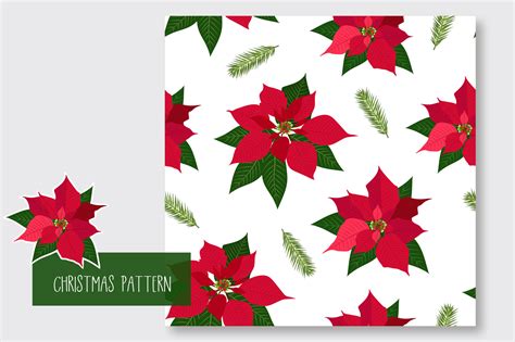 Christmas Poinsettia Seamless Pattern By Jannta Thehungryjpeg