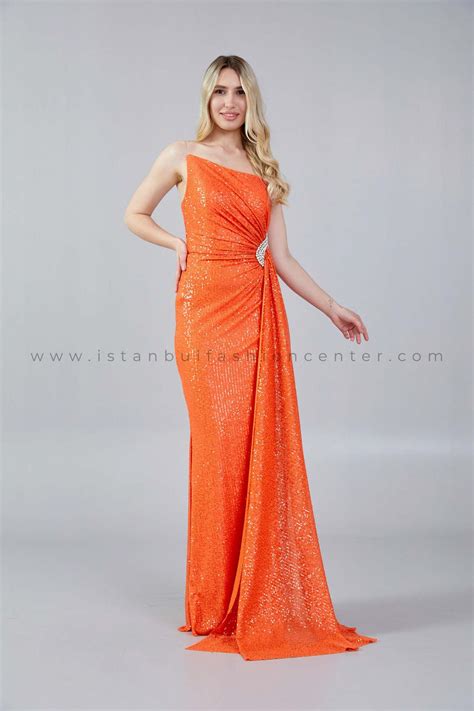 Hot Contact Strapless Maxi Sequin Mermaid Regular Orange Wedding Guest Dress Hot5056ora