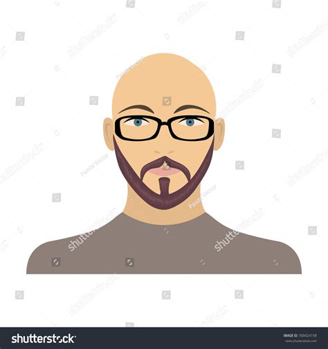 Face Bald Man Glasses Beard Mustache Stock Vector Royalty Free