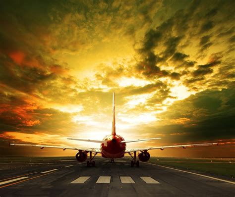 K Airplane Sky Evening Passenger Airplanes Clouds Hd Wallpaper