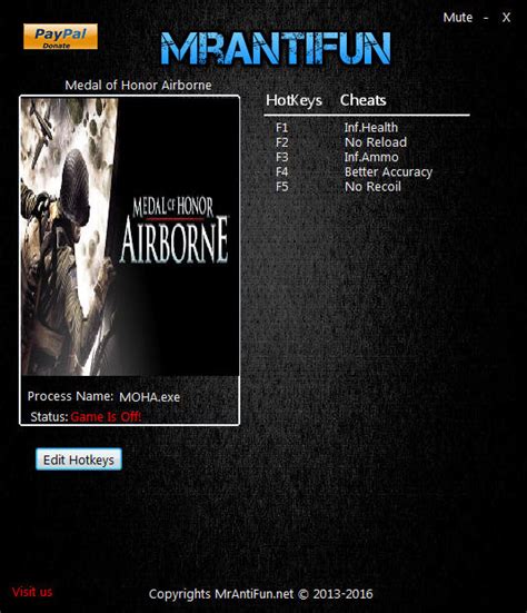 Medal of Honor: Airborne Trainer +5 v1.3 MrAntiFun - download cheats ...