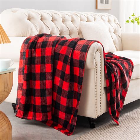 Bedelite Fleece Throw Blanket For Couch Sofa Bed Buffalo Plaid Decor