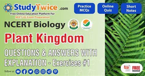 Plant Kingdom NEET Biology Questions And Answers Test PDF 1