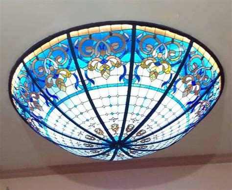 Leaded Stained Glass Illuminated Dome Ceiling Tiffany Stained Glass