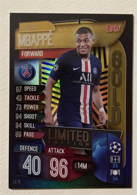 Match Attax Kylian Mbappe Gold Limited Edition Kartica