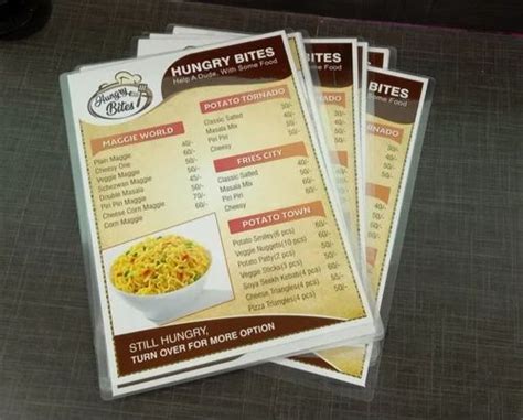 Hotel Menu Card Printing Service At Rs Piece In Ahmedabad Id