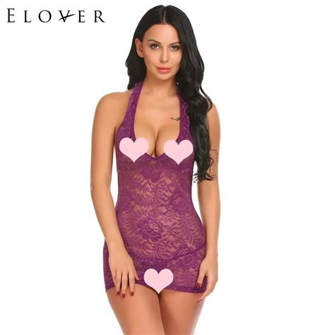 Elover Mulheres Sexy Roupa de Dormir Lingerie Erótica Hip Pacote Halter