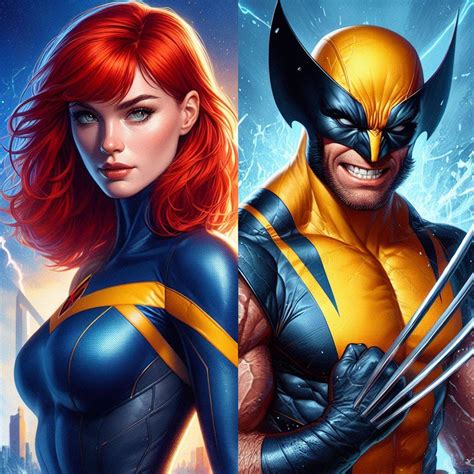 Jean Grey and Wolverine by Solejob on DeviantArt