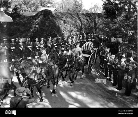 An Armed Guard Of Honor Lines The Route As The Body Of President Franklin D Roosevelt Is Borne